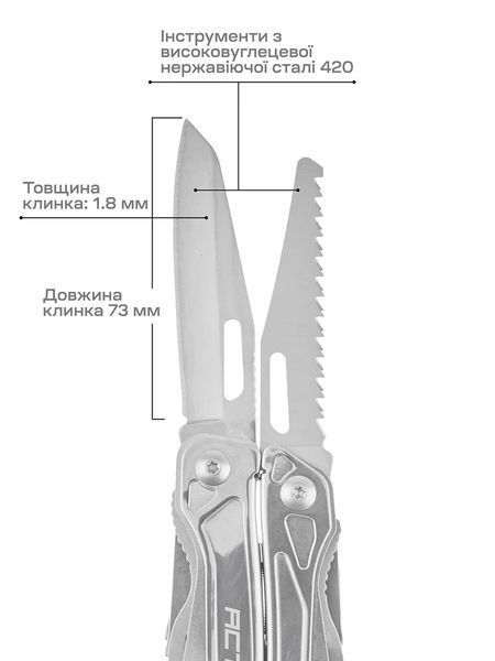 Мультитул Active Universal Tool. Цвет - silver 63.02.58 фото