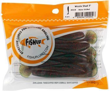 Силикон FishUP Wizzle Shad 3" #019 Motor Oil/Red (8шт/уп) 1864.13.83 фото