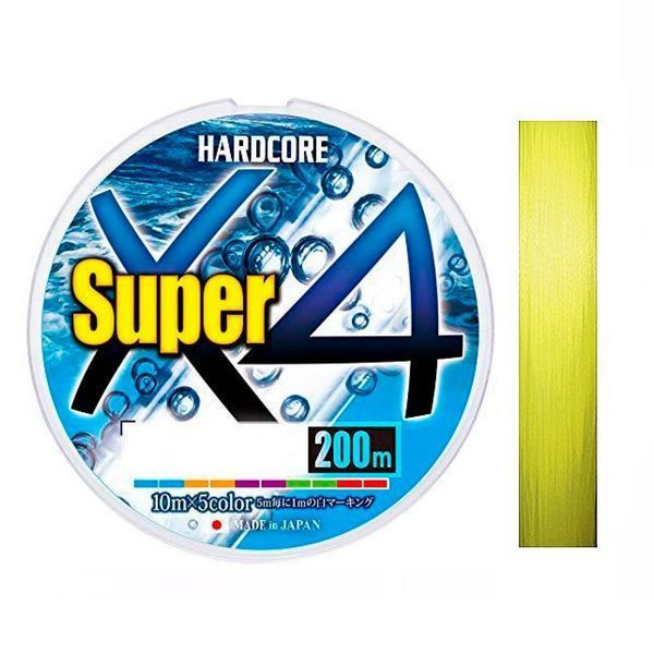 Шнур Duel Hardcore Super X4 200m Hi-Vis Yellow 9.0kg 0.19mm #1.2 (H4307-Y) H4307-Y фото