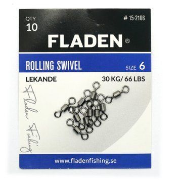 Вертлюжок Fladen Rolling swivel 10 pcs size 6 (15-2106) 15-2106 фото