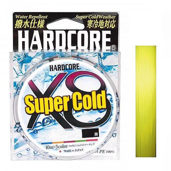 Шнур Duel Hardcore Super Cold X8 150m Hi-Vis Yellow 12.0kg 0.19mm #1.2 (H4476-Y) H4476-Y фото