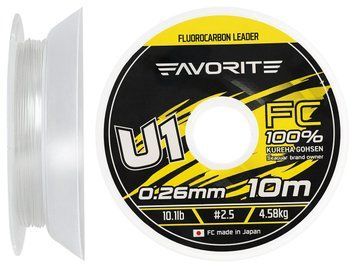 Флюорокарбон Favorite U1 FC 10m #2.5/0.26mm 10.1lb/4.58kg 1693.11.80 фото