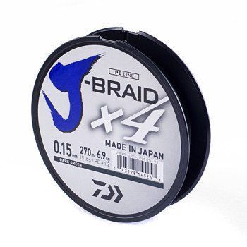 Шнур Daiwa J-Braid X4E 270m Dark Green 6.9kg 0.15mm #1.2 (12741-115) 12741-115 фото