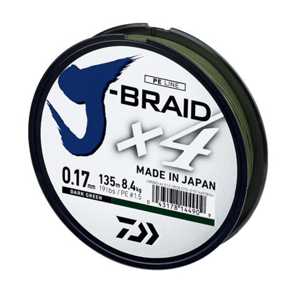 Шнур Daiwa J-Braid X4E 270m Dark Green 6.9kg 0.15mm #1.2 (12741-115) 12741-115 фото