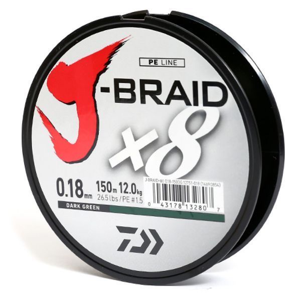 Шнур Daiwa J-Braid Х8 150m Dark Green 13.0kg 0.20mm #2.0 (12751-020) 12751-020 фото
