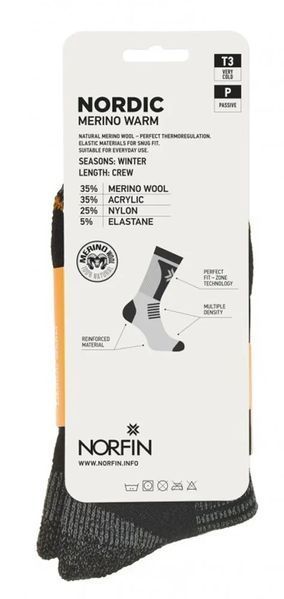 Носки Norfin T3P Nordic Merino Warm Crew L 42-44 1354.26.04 фото