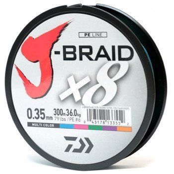 Шнур Daiwa J-Braid X8 300m Multi Color 36kg 0.35mm #6.0 (12755-135) 12755-135 фото