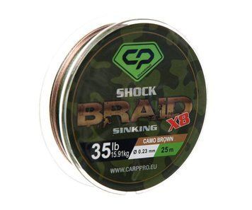 Шок-лідер Carp Pro Diamond Shock Braid PE X8 35lb 25м 0.23мм Camo Brown CP1635-8-25 фото