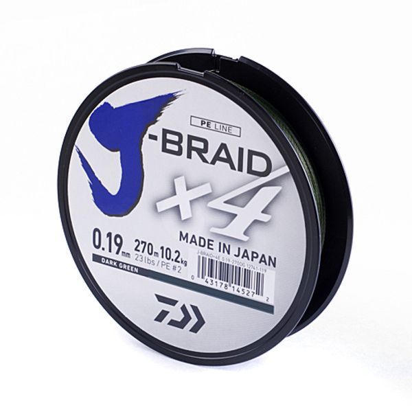 Шнур Daiwa J-Braid X4E 270m Dark Green 12.4kg 0.21mm #2.5 (12741-121) 12741-121 фото