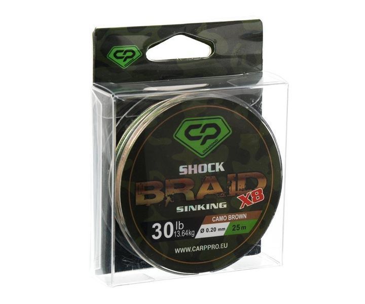 Шок-лідер Carp Pro Diamond Shock Braid PE X8 35lb 50м 0.23мм Camo Brown CP1635-8-50 фото