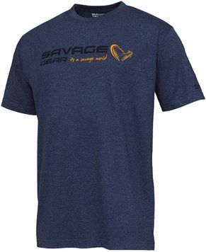 Футболка Savage Gear Signature Logo T-Shirt L ц:blue melange 1854.44.39 фото