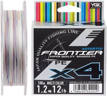 Шнур YGK Frontier X4 100m (мультиколор) #2.5/0.260mm 25lb/11.3kg 5545.03.31 фото