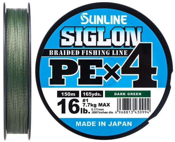 Шнур Sunline Siglon PE х4 150m (темн-зел.) #1.5/0.209mm 25lb/11.0kg 1658.09.21 фото