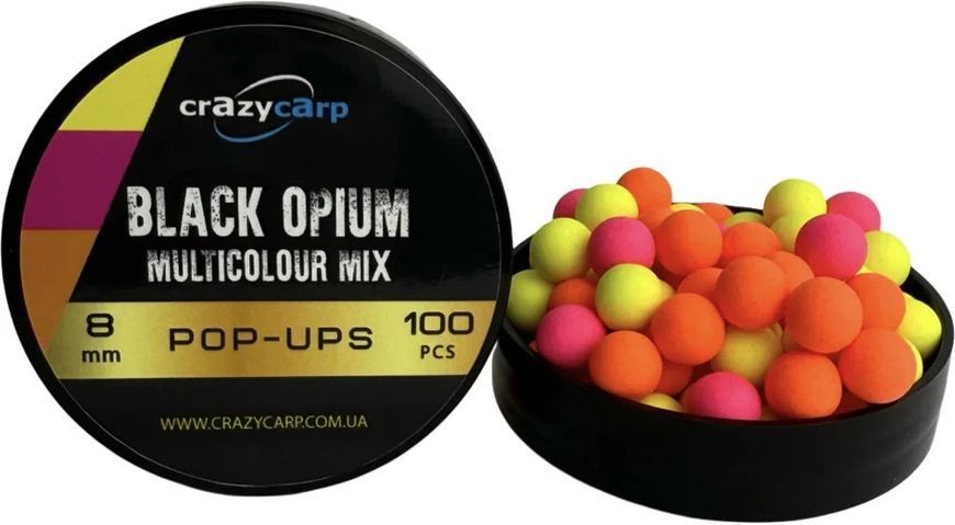 Бойлы Crazy Carp Multicolour Pop-Ups 8mm Black Opium (100шт/уп) 1350.00.20 фото