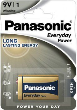 Батарейка Panasonic EVERYDAY POWER щелочная 6LR61 (6LF22,MN1604,MX1604,Крона) 3992.00.50 фото