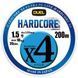 Шнур Duel Hardcore X4 200m 5Color Yellow Marking 9kg 0.191mm #1.2 (H3248N-5CBL) H3248N-5CBL фото 2