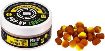 Бойлы Brain Toxic Pop-Up Sweet Corn & Tiger Nut (кукуруза + тигровый орех) 8mm + 6x10mm 34g 1858.22.02 фото