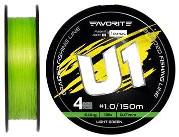 Шнур Favorite U1 PE 4x 150m (light green) #1.0/0.171mm 13lb/6.0kg 1693.11.57 фото