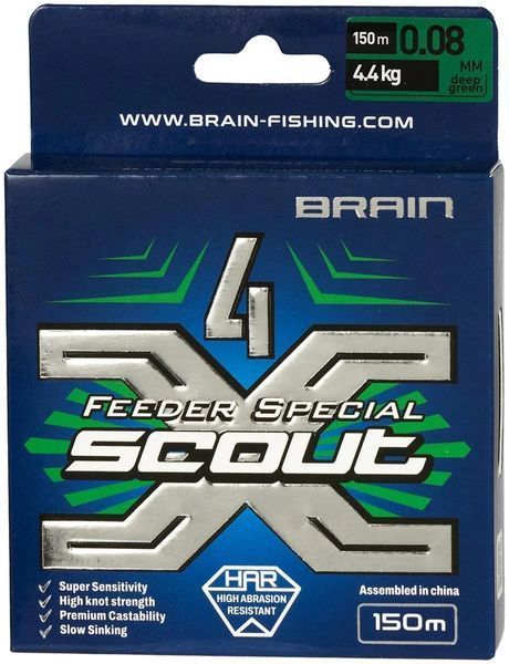 Шнур Brain Scout 4X 150m (deep green) 0.080mm 4.4kg 1858.55.26 фото