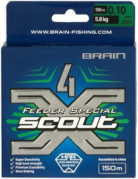 Шнур Brain Scout 4X 150m (deep green) 0.100mm 5.8kg 1858.55.27 фото