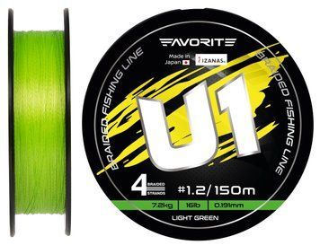 Шнур Favorite U1 PE 4x 150m (light green) #1.2/0.191mm 16lb/7.2kg 1693.11.58 фото