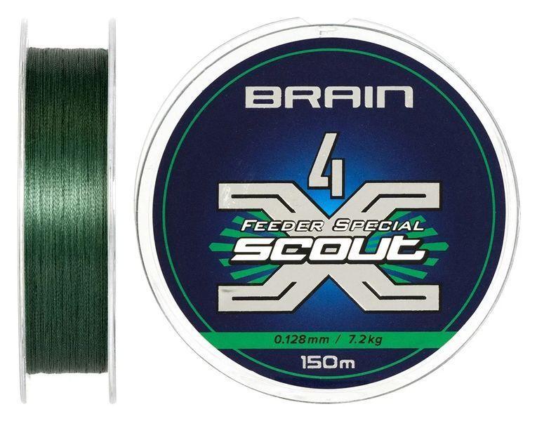Шнур Brain Scout 4X 150m (deep green) 0.128mm 7.2kg 1858.55.28 фото
