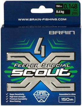 Шнур Brain Scout 4X 150m (deep green) 0.148mm 8.6kg 1858.55.29 фото