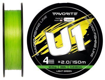 Шнур Favorite U1 PE 4x 150m (light green) #2.0/0.242mm 26lb/12.0kg 1693.11.68 фото