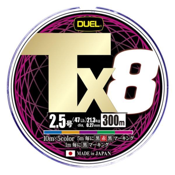 Шнур Duel Tx8 300m 5Color 24.9kg 0.30mm #3.0 (H4345-5C) H4345-5C фото