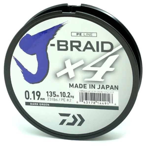 Шнур Daiwa J-Braid X4E 135m Dark Green 12.4kg 0.21mm #2.5 (12741-021) 12741-021 фото