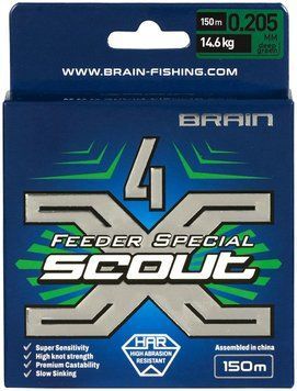 Шнур Brain Scout 4X 150m (deep green) 0.205mm 14.6kg 1858.55.32 фото