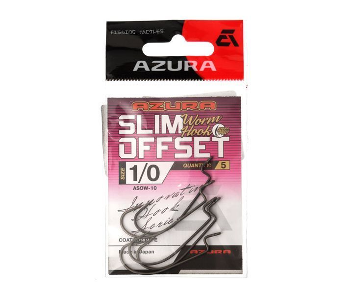 Крючки Azura Slim Offset Worm Hook №1/0 ASOW-10 фото