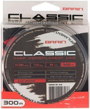 Леска Brain Classic Carp Line (dark brown) 300m 0.28mm 18lb 7.9kg 1858.81.02 фото
