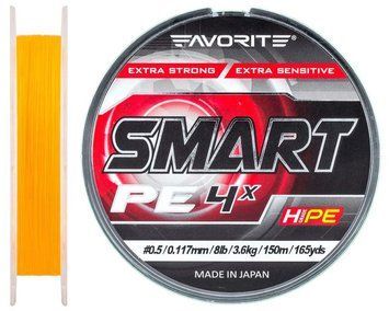 Шнур Favorite Smart PE 4x 150м (оранж.) #0.5/0.117мм 3.6кг 1693.10.40 фото