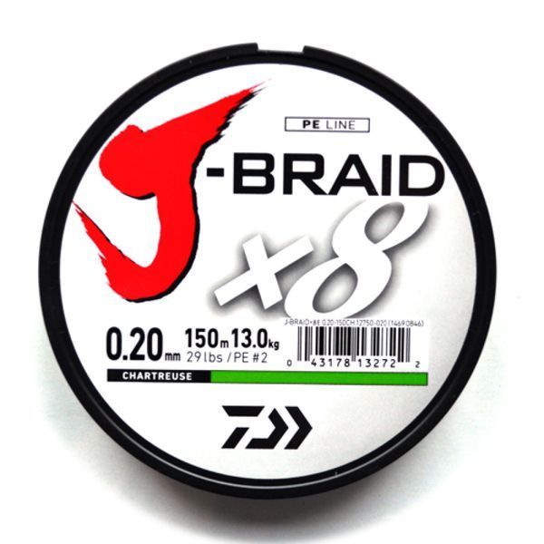 Шнур Daiwa J-Braid X8 150m Chartreuse 17.0kg 0.22mm #2.5 (12750-022) 12750-022 фото