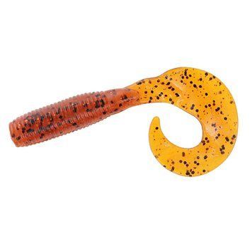 Силикон Gary Yamamoto Single Tail Grub 4" 20pc #Pumpkin With Large Black Flake (40-20-196) 40-20-196 фото