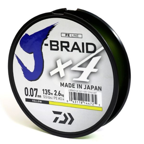 Шнур Daiwa J-Braid X4E 135m Yellow 5.9kg 0.13mm #1.0 (12740-013) 12740-013 фото