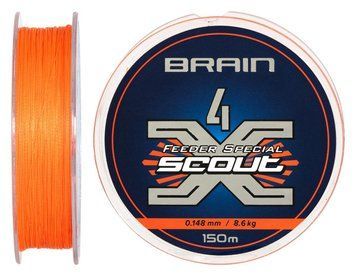 Шнур Brain Scout 4X 150m (fluoro Orange) 0.148mm 8.6kg 1858.55.36 фото