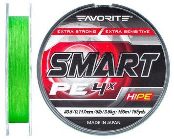 Шнур Favorite Smart PE 4x 150м (салат.) #0.5/0.117мм 3.6кг 1693.10.38 фото