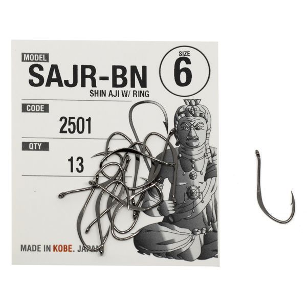 Гачки Fudo Shin Aji W/Ring Black 6 (13 шт.) (FHBN25016) FHBN25016 фото