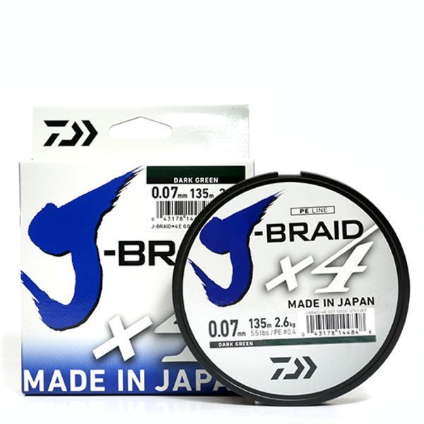 Шнур Daiwa J-Braid X4E 135m Dark Green 10.2kg 0.19mm #2.0 (12741-019) 12741-019 фото
