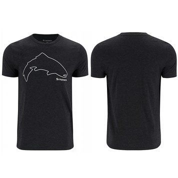 Футболка Simms Trout Outline T-Shirt Dark Gunmetal Heather L (13519-1293-40) 13519-1293-40 фото