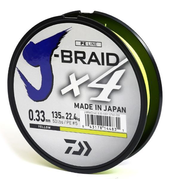 Шнур Daiwa J-Braid X4E 135m Yellow 2.6kg 0.07mm #0.4 (12740-007) 22.4, 5 12740-033 фото