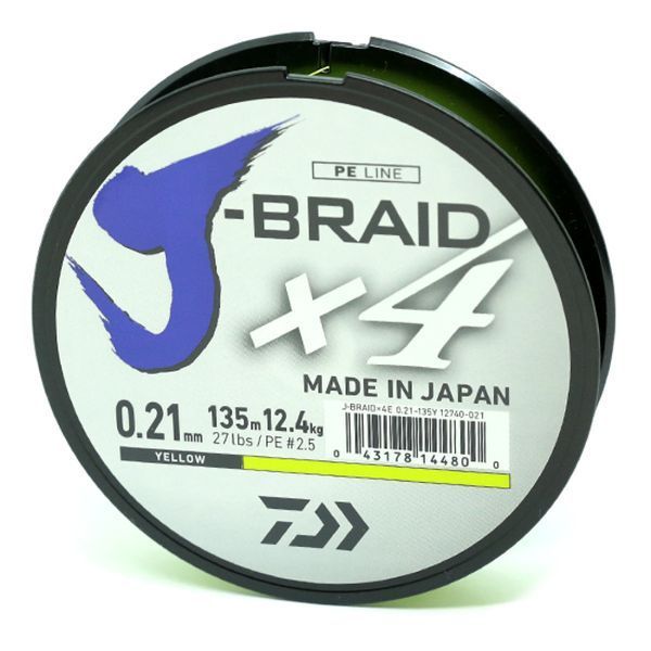 Шнур Daiwa J-Braid X4E 135m Yellow 12.4kg 0.21mm #2.5 (12740-021) 12740-021 фото