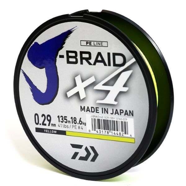 Шнур Daiwa J-Braid X4E 135m Yellow 12.4kg 0.21mm #2.5 (12740-021) 12740-021 фото
