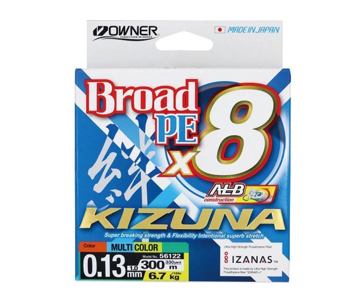 Шнур Owner Kizuna Broad PEx8 300м 0.13мм 6.7кг Multi Color 56122-013 фото