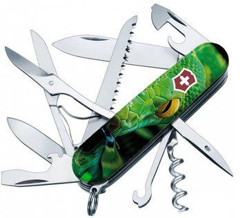 Нож Victorinox Swiss Army Huntsman Zodiac. Зеленая деревянная змея 61.92.89 фото