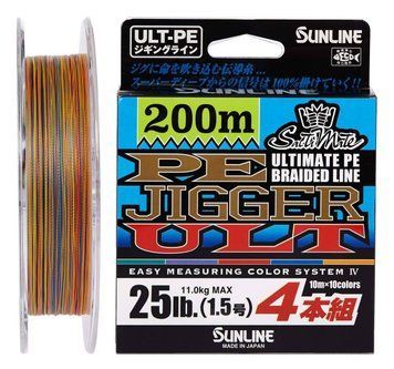 Шнур Sunline PE-Jigger ULT 200m (multicolor) #2.5/0.250mm 40lb/18.5kg 1658.10.39 фото