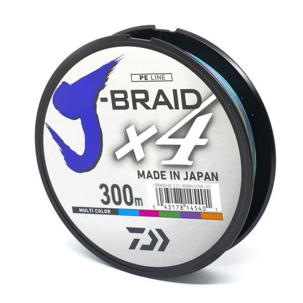 Шнур Daiwa J-Braid X4E 300m Multi Color 12.4kg 0.21mm #2.5 (12745-121) 12745-121 фото