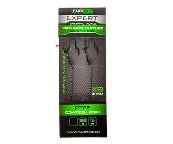 Готовий повідець Carp Pro 15см Sinking Braid 25 lb x8 PTFE Wide Gape Сapture №6 CP258-WGC062 фото